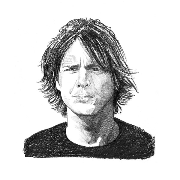 Portrait de Bryan, jeune garçon de 16 ans, réalisé au crayon en noir et blanc